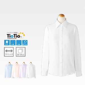 【事務服ブラウス】 消臭抗菌素材 透け防止 ポリ100％ 5～19号 白色 （当社制服でも着用してます!） TioTio/セロリー (SEL3666)