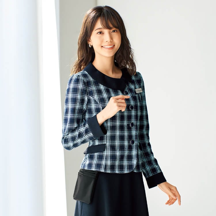 【受付制服】チェック柄・バスガイド制服・インフォメーション （家庭洗濯可）5～19号/事務服