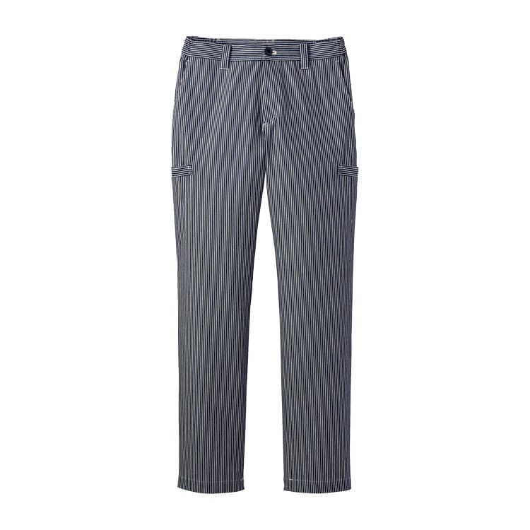 【スタッフユニフォーム ズボン】 ヒッコリーパンツ  両脇ゴム  股下フリー 75/84cm  飲食店制服