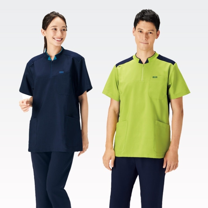【医療スクラブ 男女兼用】 夏服におすすめ！「汗をかいても目立たない色」 SS～４L 4色/病院ユニフォーム