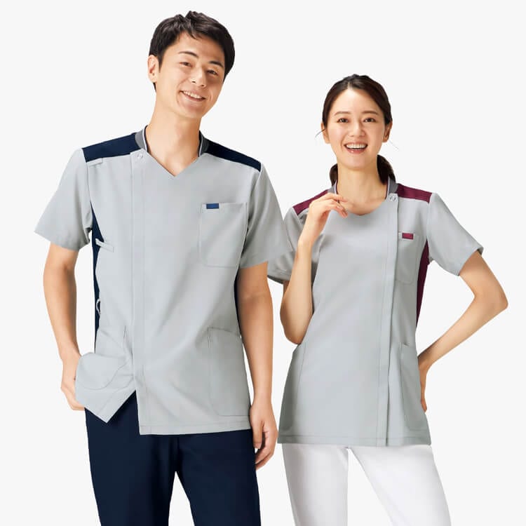 【ジップスクラブ メンズ】背面に通気性の良い素材「涼しい医療ウェア」ファスナータイプ   ポリ100％ S～４L ３色　