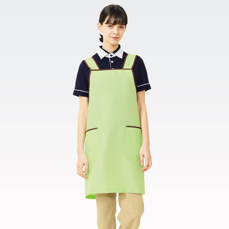 【介護制服 エプロン】 男女兼用 H型 速乾・撥水・軽量・着丈75cm　4色 (KAHCAE116)