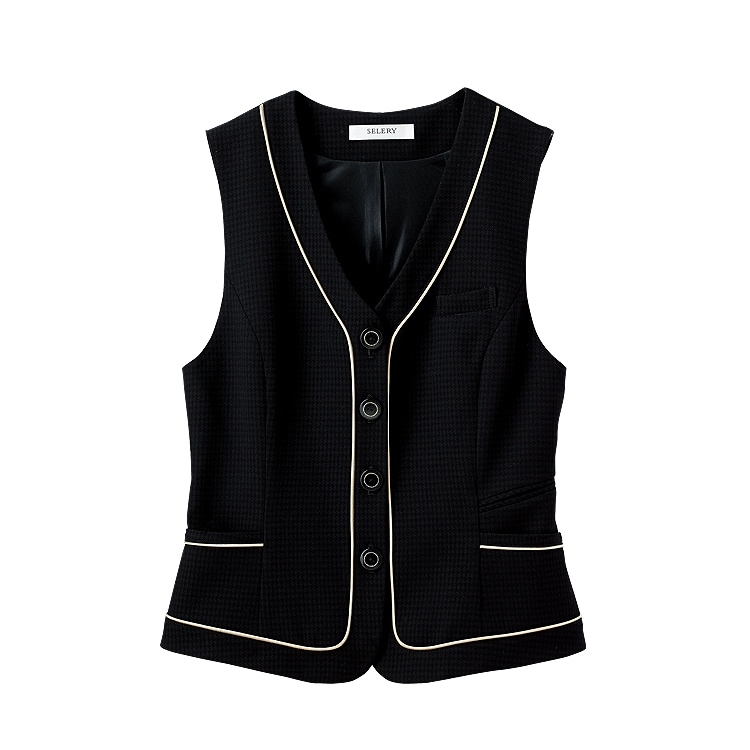 【事務服ベスト 夏服】会社制服・色ブラック （通気性◎・家庭洗濯可） 5～23号 (SEL03800)