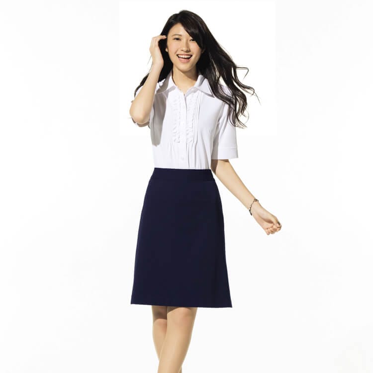 【事務服スカートAライン 夏服】 「高通気素材」 5～23号（53cm丈・ニット・家庭洗濯可） セロリー/会社制服