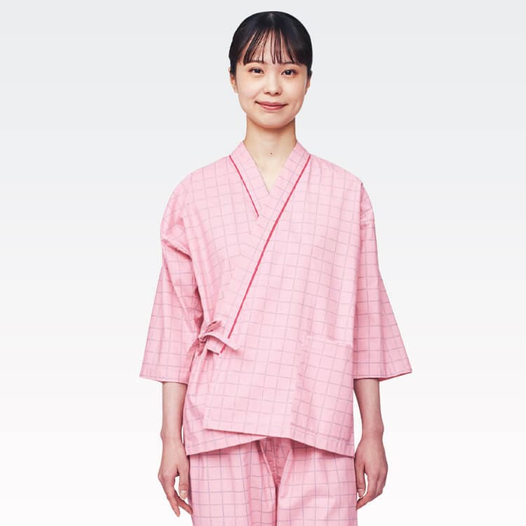 【患者衣上着 八分袖】 入院着・男女兼用・綿70％ポリ30％ S～3L 3色/検査衣