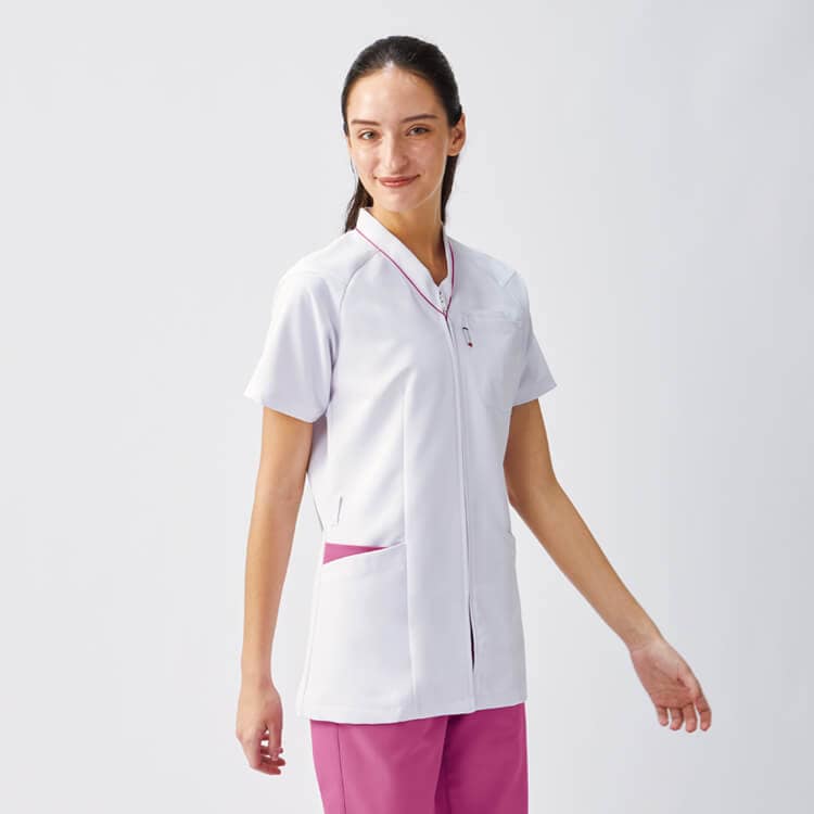 【スクラブ白衣 Vネック】男女兼用 「前ファスナー仕様」４色 SS～5L ドクターウェア  ナース服 / ルコックスポルティフ