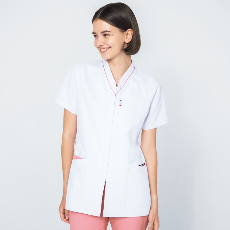 【新品未開封】le coq sportif 白衣上下セット ケーシータイプM ケーシー白衣｜ルコックスポルティフ・男女兼用・前ファスナー＆透け