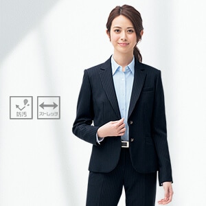 【オフィス制服ジャケット】 ストライプ柄 ・ 店舗ユニフォーム （制電・家庭洗濯可） 5～19号