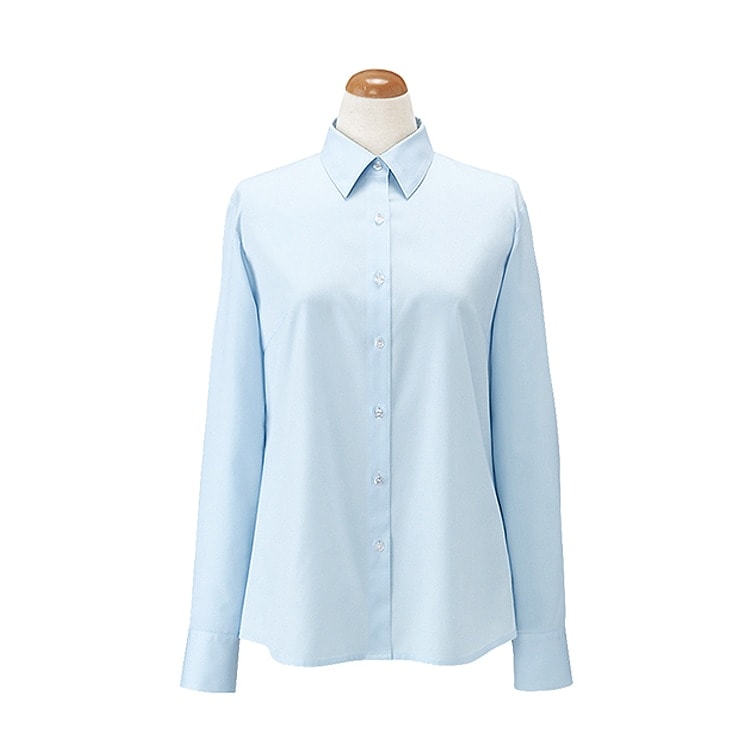 【事務服ブラウス】 長袖 ポリ65％ 綿35％ 5～23号 ２色　セロリー