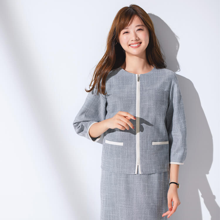 【オフィス制服 夏用】７分袖 ライトジャケット（消臭・吸熱冷感・家庭洗濯可） 事務服ユニフォーム