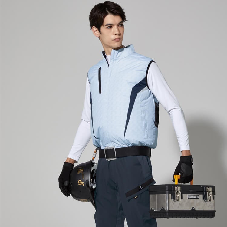 【空調風神服用ベスト】男女兼用「ファン落下防止ネット付き」遮熱・UVカット  S～6L 3色 / ウェアのみ 