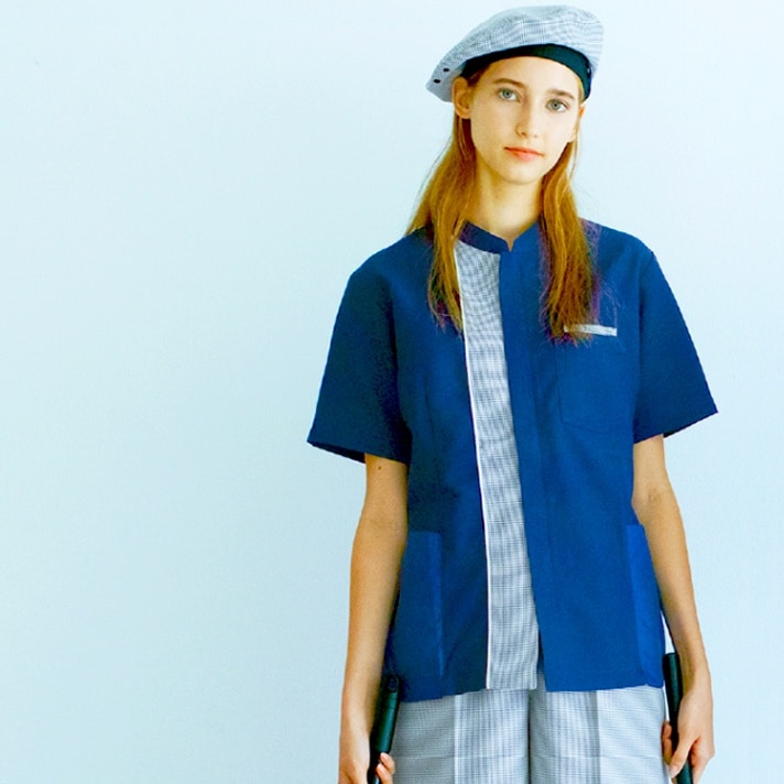 【清掃員ユニフォーム夏服 男女兼用】 「涼しい通気素材」伸縮軽量・制電 SS～4L 7色  ビルメン作業着/掃除スタッフ制服 (SEL6403)