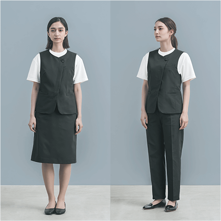 【事務服ベスト】 2wayストレッチ素材　静電気防止、ホームクリーニング 店舗制服/ホテルユニフォーム