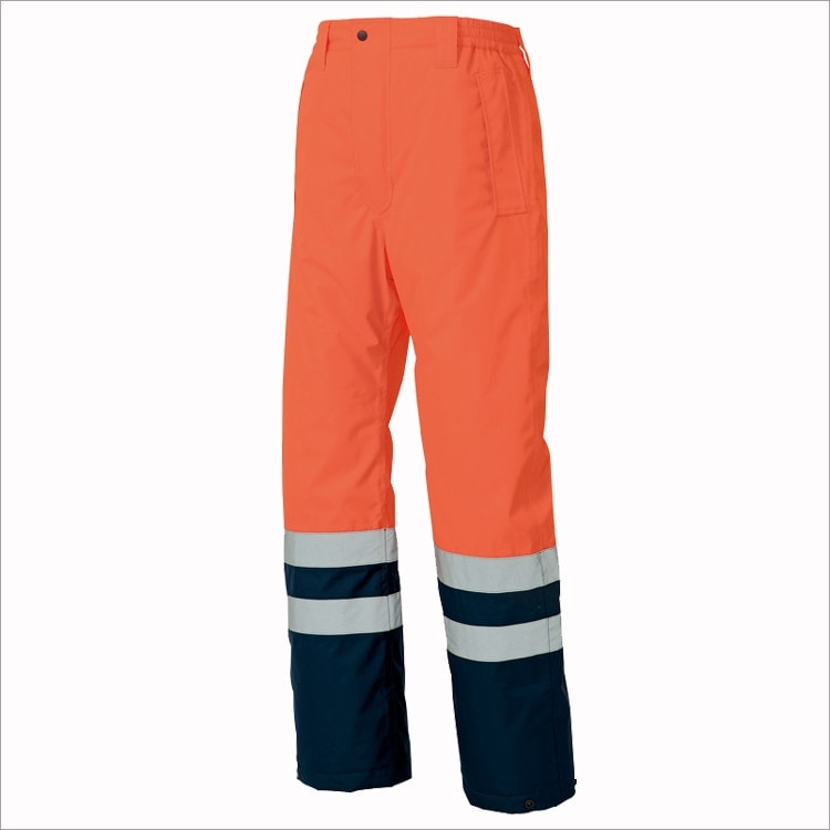 【高視認性安全作業服 防水防寒ズボン】JIST8127・ レインウェアズボン M～5L オレンジ/イエロー (IIS8962)