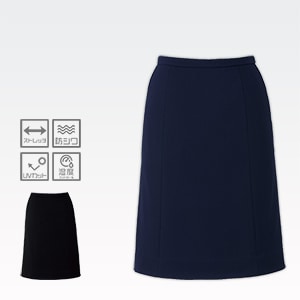 【事務服スカート 通年】 Aライン・ニットストレッチ  5～23号 ネイビー 　ブラック/会社制服
