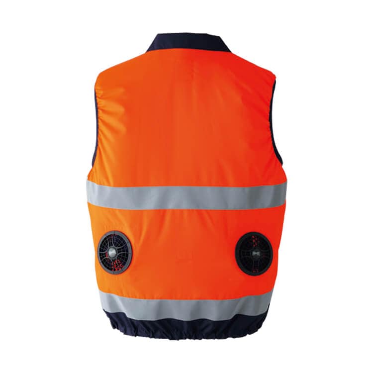 【空調服用ベスト 高視認性安全服】 夜間作業着・JIST8127 Class1  S～6L  警備服・道路作業  イエロー・オレンジ / 作業服のみ