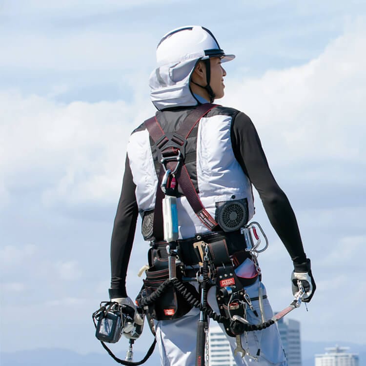 【空調服用ベスト】 男女兼用・ハーネス対応メットイン・軽量遮熱素材  SS～6L　3色/作業着のみ