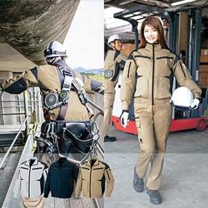 【空調服用 作業着長袖】 男女兼用・フルハーネス対応・制電 SS～6L シルバー・ネイビー・カーキ /ブルゾンのみ