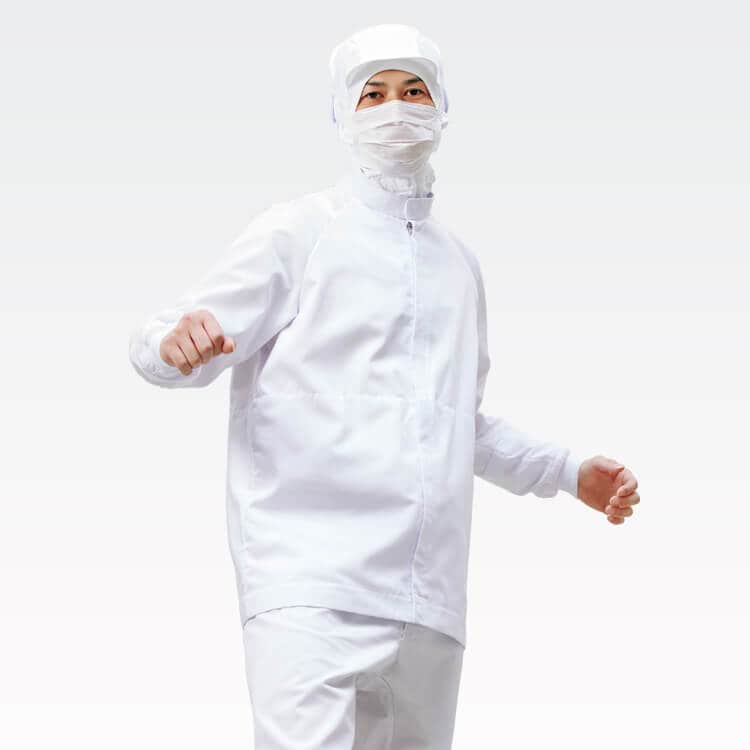 【食品工場作業着 コート】 男女兼用 「耐久性に強いやや厚手」 HACCP S～4L 3色　給食厨房/食品衛生白衣