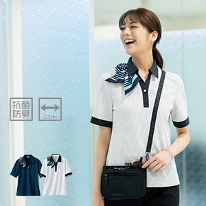 【事務服ポロシャツ】 抗ウイルス・吸汗速乾・高通気 （家庭洗濯可）SS～5L 2色 TioTio/セロリー