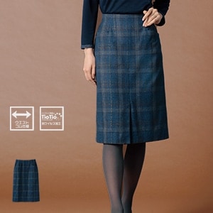 【事務服スカート】 チェック柄・丈63㎝ ウエストゴム（家庭洗濯可） オフィスユニフォーム