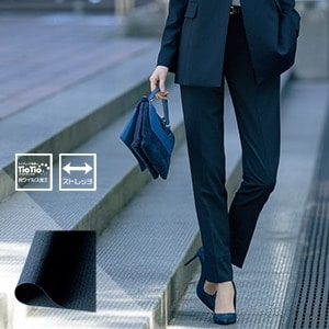 【事務服パンツ】 抗ウイルス加工 ストレッチ  5～19号　ネイビーストライプ   ホテル/オフィス制服