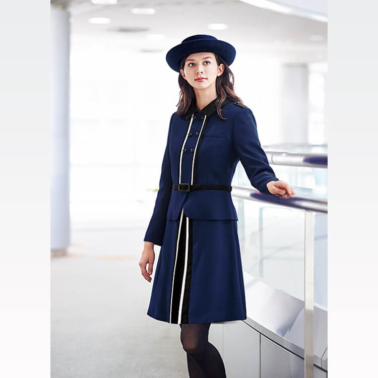 【企業受付制服】ジャケット・再生ポリエステル糸使用  5～17号  ブルー  ワイン / ショールーム制服