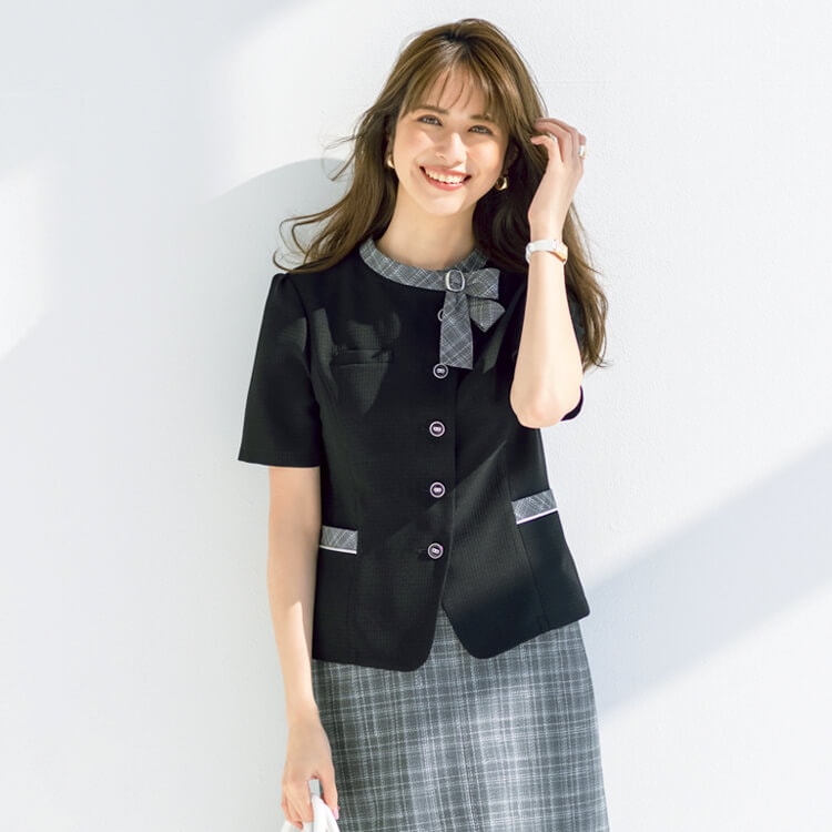 【事務服オーバブラウス】 夏用会社制服・店舗ユニフォーム・抗ウイルス加工 吸水速乾 （家庭洗濯可）5号～23号 2色