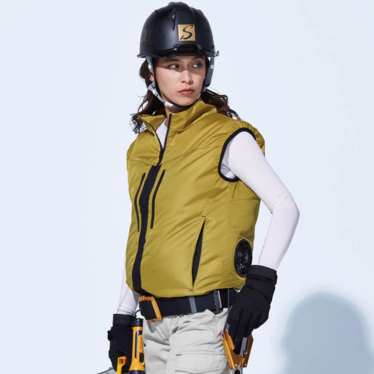 【空調風神服用ベスト】 撥水・UVカット・M～5L 　キャメル・ネイビー・グレー / 作業着のみ