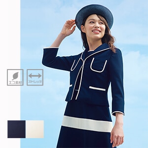【接客制服ジャケット夏服】 店舗ユニフォーム・ストレッチ・環境配慮エコ素材 2色/ショールームユニフォーム