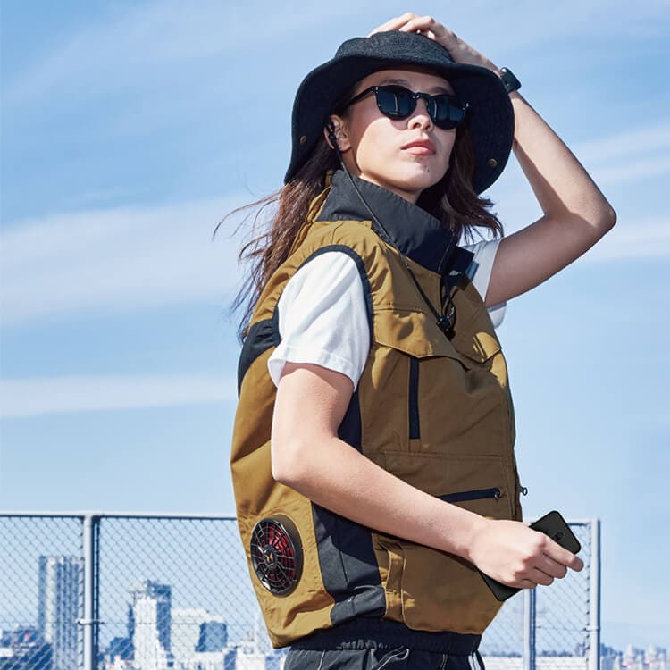 【空調風神服用ベスト】 帯電防止・UVカット・M～5L 2色 /ウェアのみ　