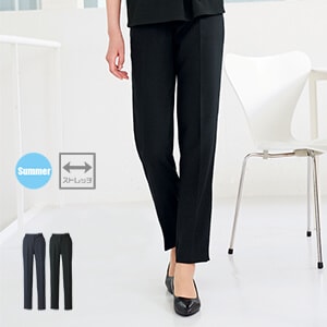 【事務服パンツ 夏用】 涼しい素材・テーパードタイプ・会社制服スラックス・店舗ユニフォーム （家庭洗濯可） 2色