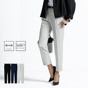 【事務服パンツ】 オールシーズン・ニットストレッチ素材 3色  オフィスユニフォーム