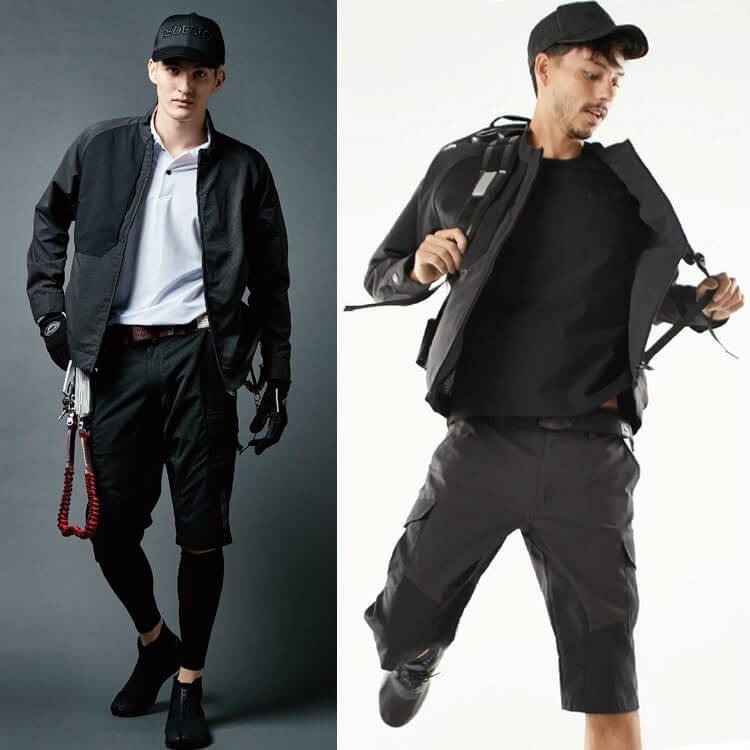 【作業着ハーフパンツ】 「通気性抜群！」 ストレッチ・吸汗速乾 S～6L チャコール  ブラック / TSデザイン