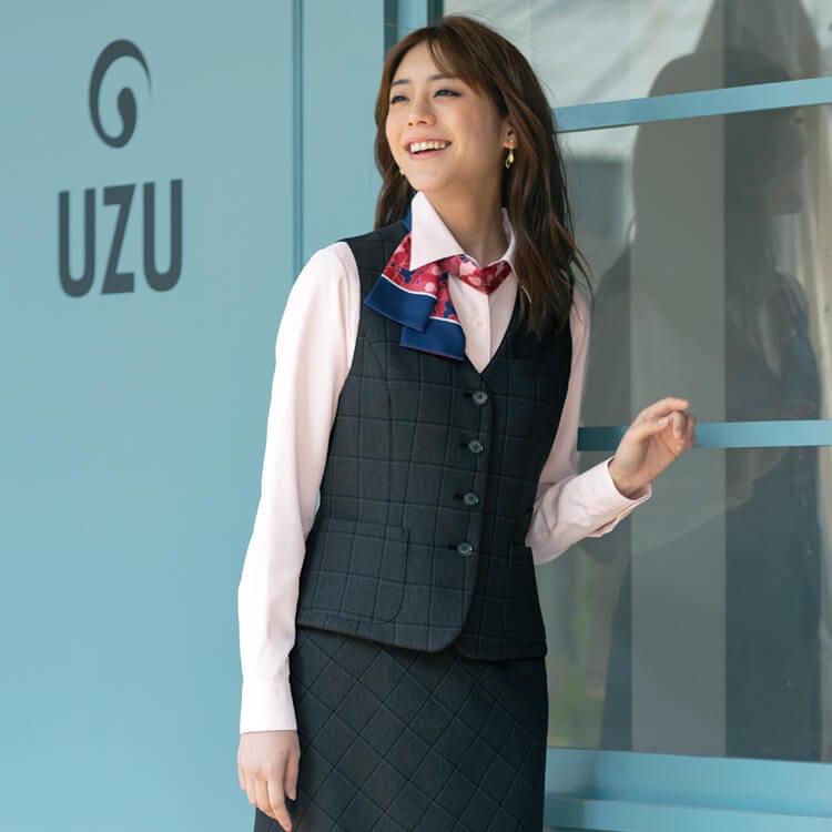 【事務服ベスト】会社制服・チェック柄 抗菌 防臭 （家庭洗濯可） 5号～23号 2色 （当社制服でも着用してます！） (SEL0436)