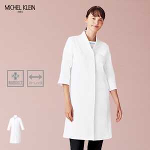 【ドクターコート レディース】 診察白衣・透け防止・ストレッチ・工業洗濯可・抗菌素材 　S～3L 女性用白衣/ミシェルクラン (CHIMK0048)