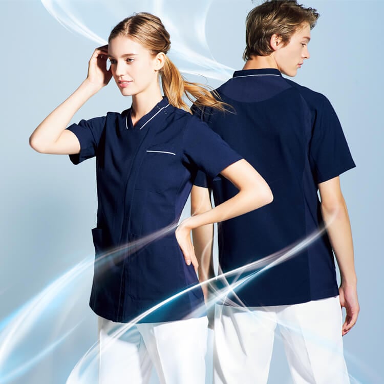 【スクラブミズノ レディース】 MIZUNO 「通気性抜群！」 病院ユニフォーム・ストレッチ ・吸汗速乾 ・ 制電  S～3L 4色 女性医師/ナース服