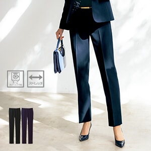 【事務服パンツ】 ストレッチ ・ 家庭洗濯可 ・ 5～19号  2色 シャドーチェック オフィスユニフォーム