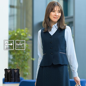 【事務服ベスト】 ニット素材 抗菌・ストレッチ・軽量 5～23号 2色  オフィスユニフォーム TioTio/セロリー