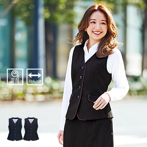 【事務服ベスト ストレッチ】enjoy・湿度コントロール・吸汗速乾 ・ 5～19号 2色  会社制服/オフィスユニフォーム