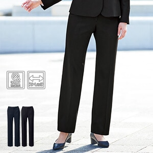 【事務服ストレッチ パンツ】 湿度コントロール・吸汗速乾・5～19号 2色  会社制服/オフィスユニフォーム
