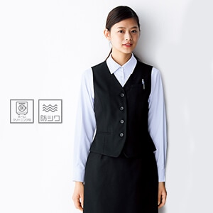 【事務服ベスト】 シワになりにくい素材 5～23号 ブラック  店舗制服/オフィスユニフォーム