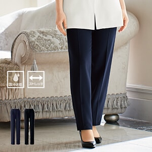 【エステサロンユニフォームパンツ】 ストレッチ 後ろゴムズボン  5号～19号 2色  歯科クリニック制服　女性用