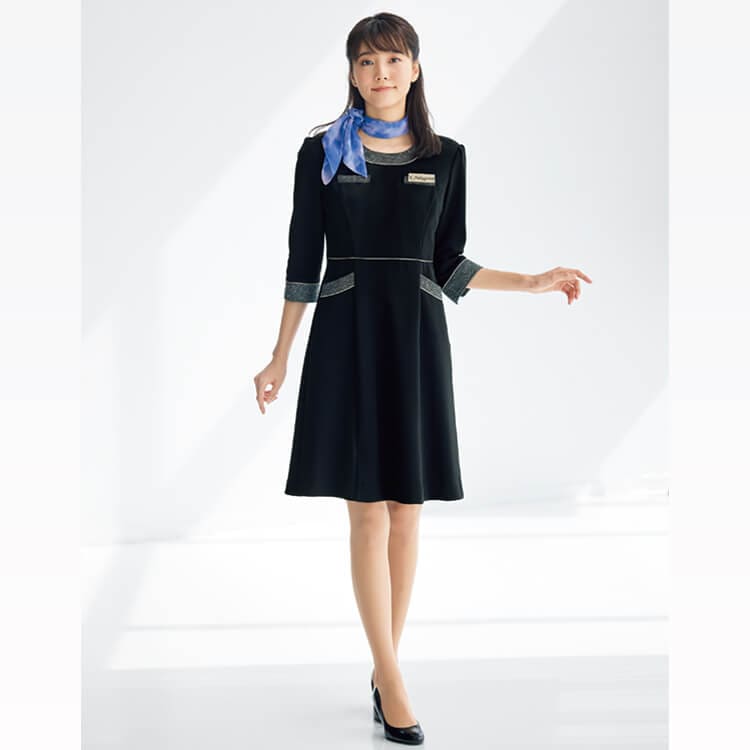 【エステユニフォーム ワンピース】ストレッチ・吸汗速乾 5号～19号 2色 /エステティシャン制服