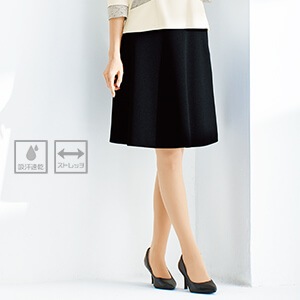 【エステサロンユニフォーム スカート】 ストレッチ 吸汗速乾 5号～19号 ブラック クリニック制服
