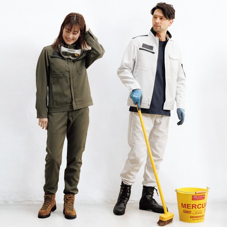 【作業服ストレッチズボン】 男女兼用・環境対応エコ素材・JIS規格T8118・帯電防止・吸水速乾・3S～5L 6色 / 清掃制服パンツ