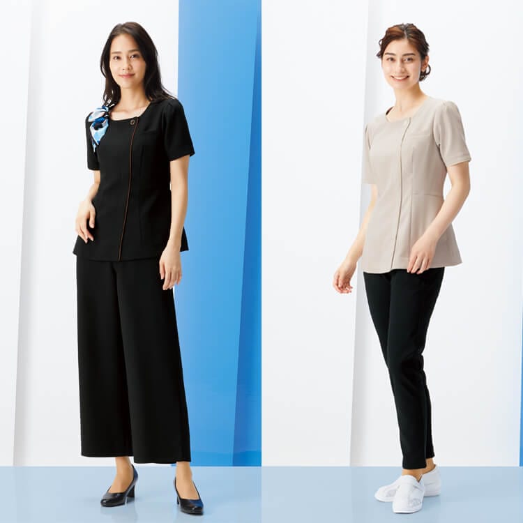 【エステサロン制服 レディース】 チュニック白衣  S～4L 3色  ナース服/エステサロン看護士 女性用