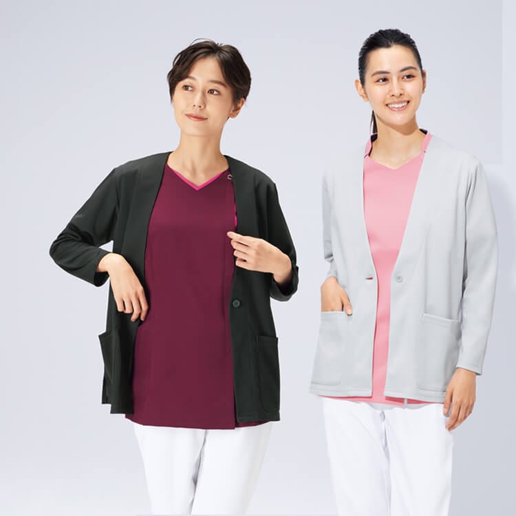 【ナース服カーディガン】 S～4L   エステサロン  医療事務  病院ユニフォーム/女性用 (FOL9007SC)