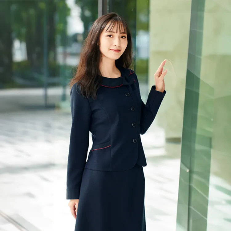 【新品タグ付き】アンジョア 事務服11号 長袖オーバーブラウス Aラインスカート 事務服オーバーブラウス長袖｜アンジョア・タテヨコに伸びる2WAY