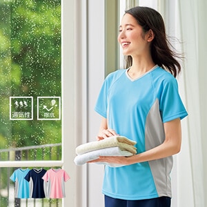 【介護制服 入浴介助用Ｔシャツ】男女兼用・撥水素材・通気性抜群！ 速乾  SS～5L 3色/介護スタッフユニフォーム